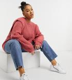Only Curve Shoulder Detail Sweater In Pink
