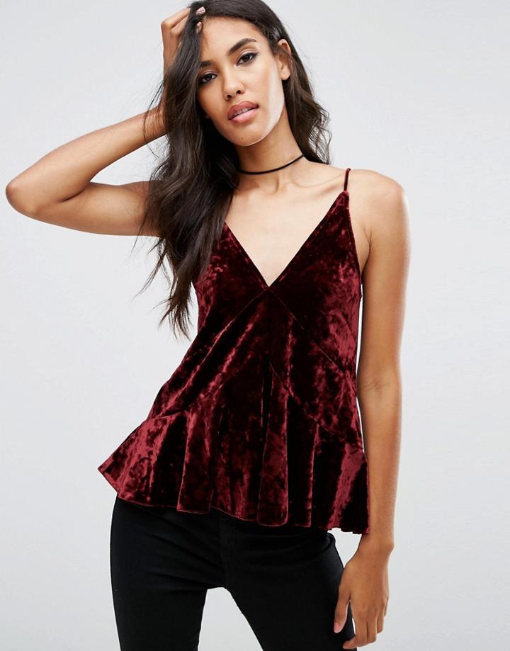 Asos Premium 90s Velvet Cami Top - Purple