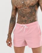 Asos Design Swim Shorts In Pink Short Length