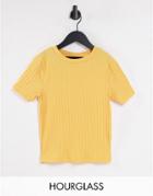 Asos Design Hourglass Slim Fit T-shirt In Rib In Marigold-yellow