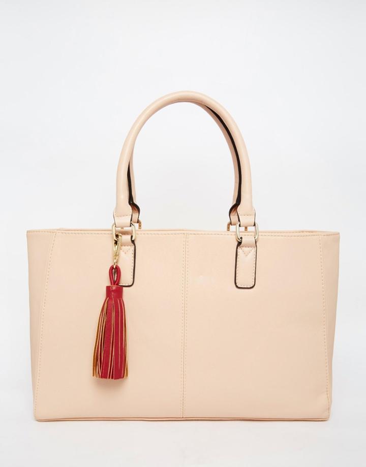Asos Tote Bag With Tassel - Nude