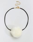 Limited Edition Faux Pom Choker Necklace - Cream
