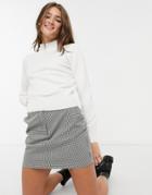 Qed London Turtleneck Pearl Embellished Sweater In Ivory-white