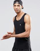 Asos Muscle Vest With Logo In Black - Black