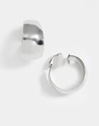 Asos Design Clip On Hoop Earrings In Silver Tone