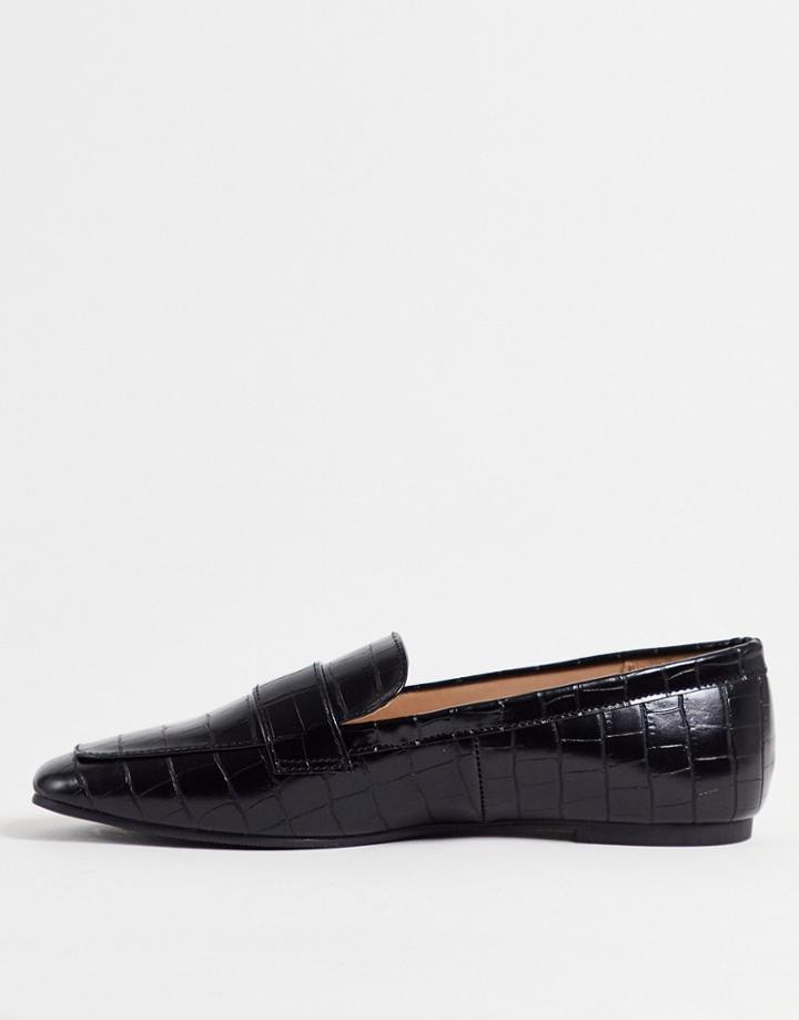 London Rebel Loafers In Black Croc