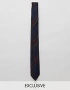 Heart & Dagger Blade Tie In Plaid - Navy
