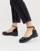 Asos Design Mamza Chunky Flat Shoes In Black - Black