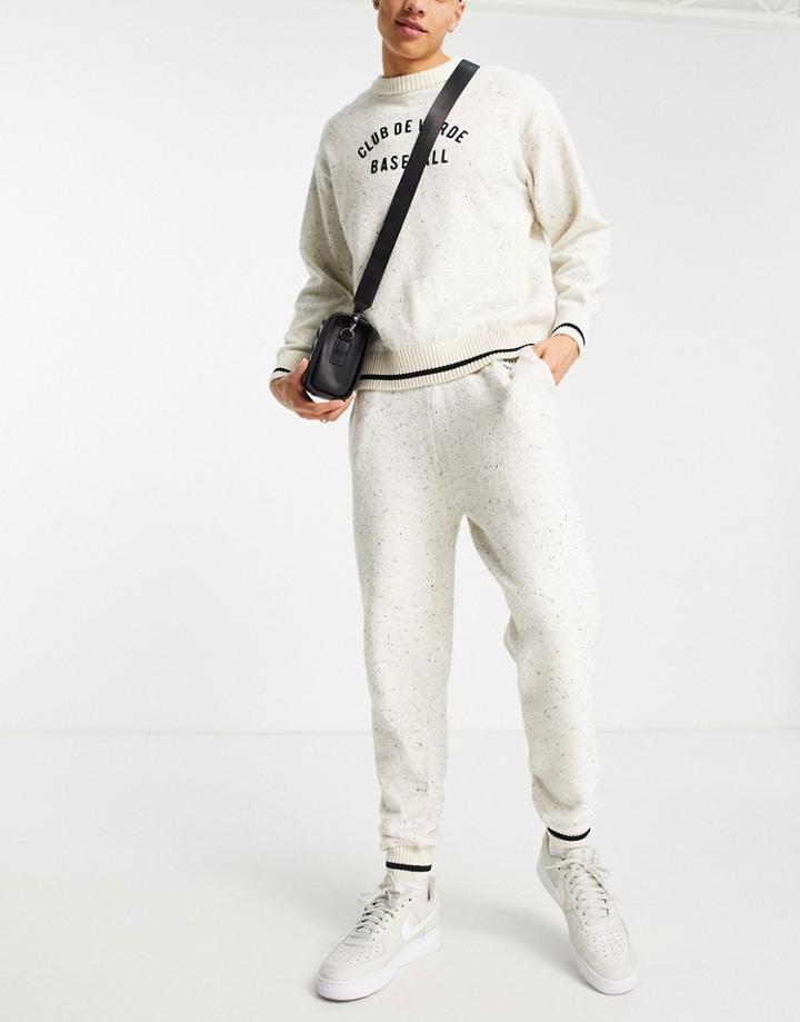 River Island Collegiate Sweatpants In Ecru-white
