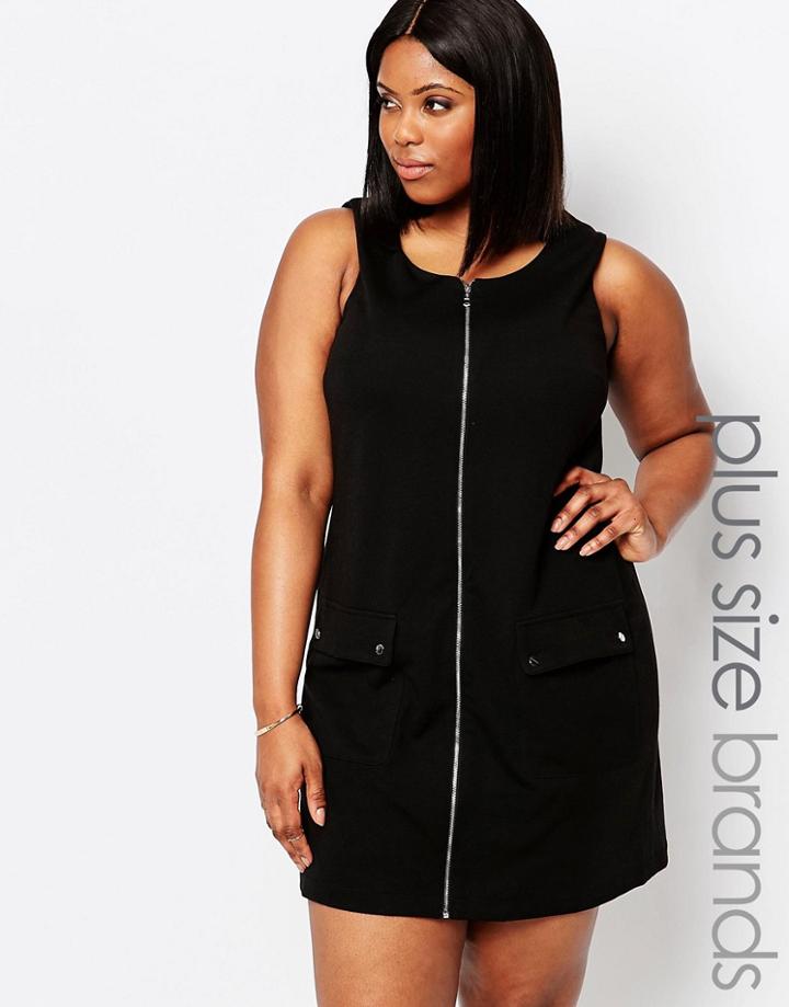 Koko Plus Pinafore Dress With Zip Front - Black