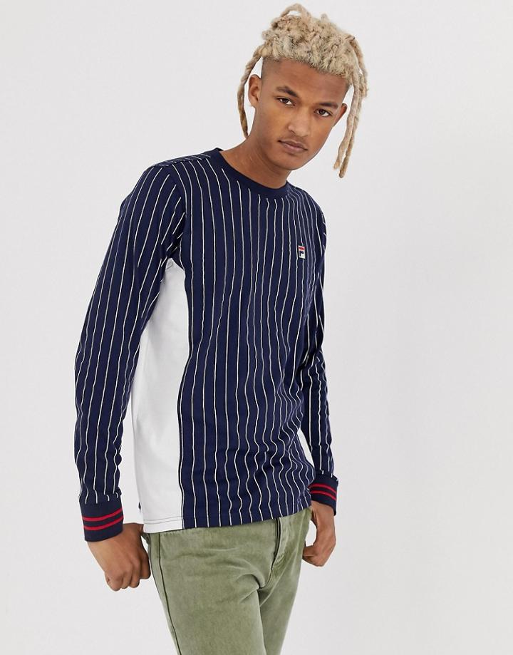 Fila Eoghan Striped Long Sleeve T-shirt In Navy - Navy