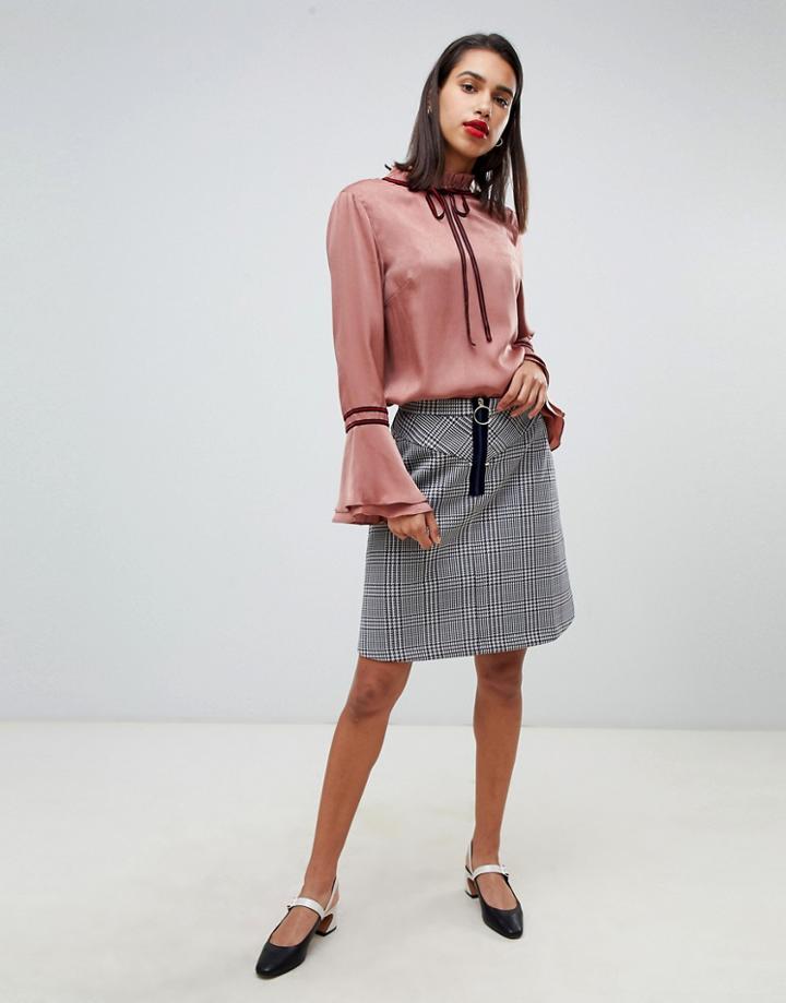 Max & Co 60's Mini Skirt In Check - Gray