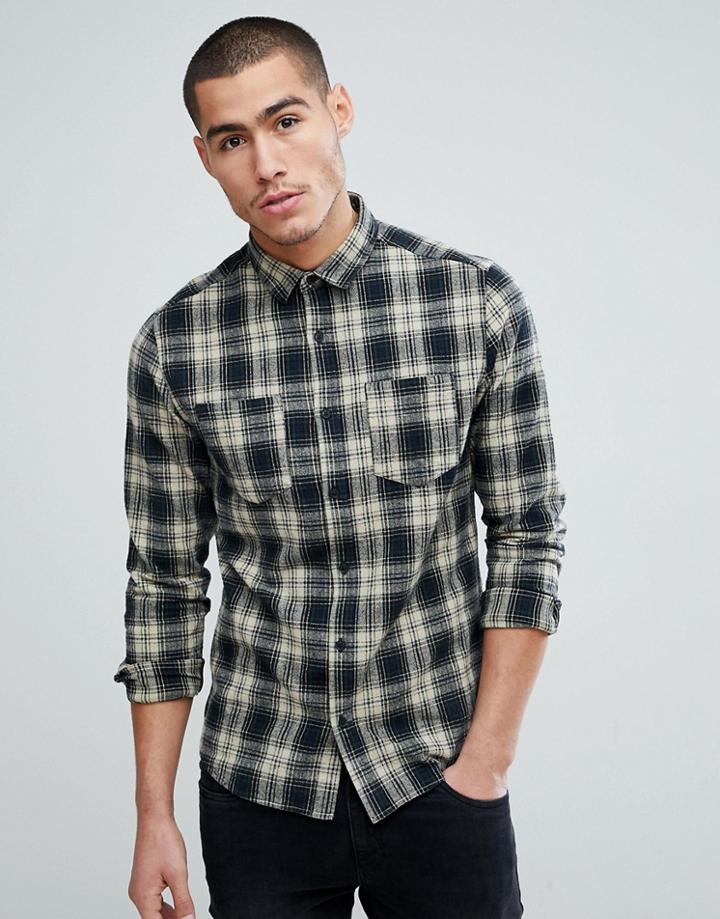 Only & Sons Checked Shirt In Regular Fit - Green