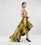 Asos Tall Exclusive Jacquard Dipped Hem Maxi Dress - Green