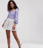 Asos Design Tall Broderie Flippy Skort - White