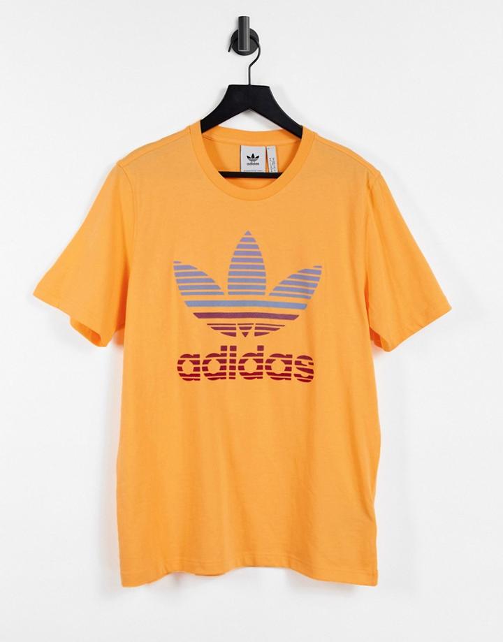 Adidas Originals Trefoil Ombre T-shirt In Orange