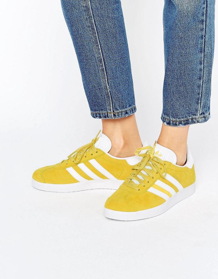 Adidas Originals Bright Yellow Suede Gazelle Unisex Sneakers - Yellow
