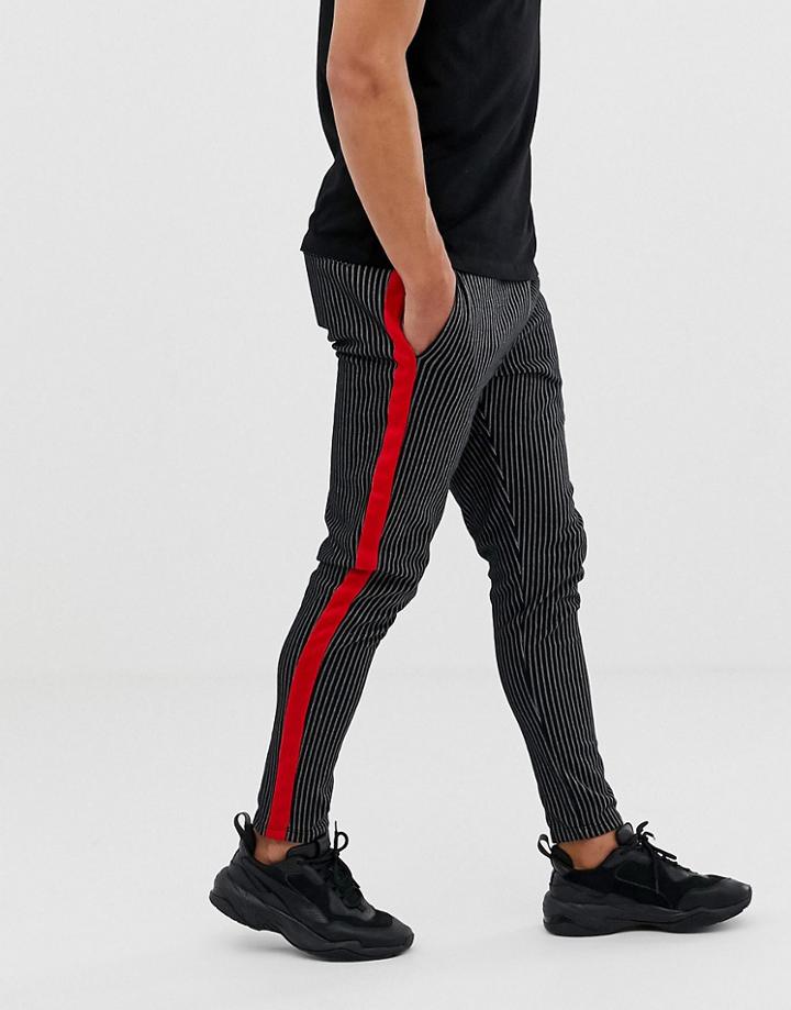 Jack & Jones Originals Stripe Pants With Side Panel In Navy - Navy