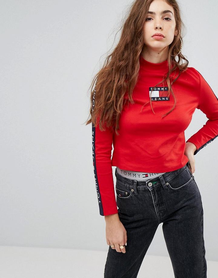 Tommy Jeans 90s Capsule Logo Knit Top - Red