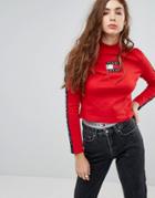 Tommy Jeans 90s Capsule Logo Knit Top - Red