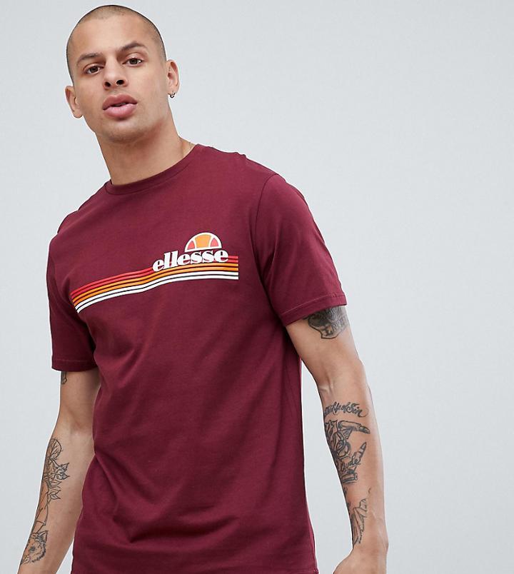 Ellesse Rinaldo Crew Neck T-shirt In Burgundy - Red