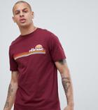 Ellesse Rinaldo Crew Neck T-shirt In Burgundy - Red