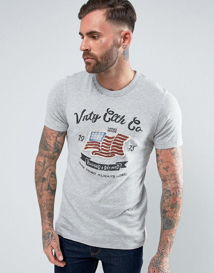 Jack & Jones Vintage T-shirt With Graphic And Embroidery - Gray