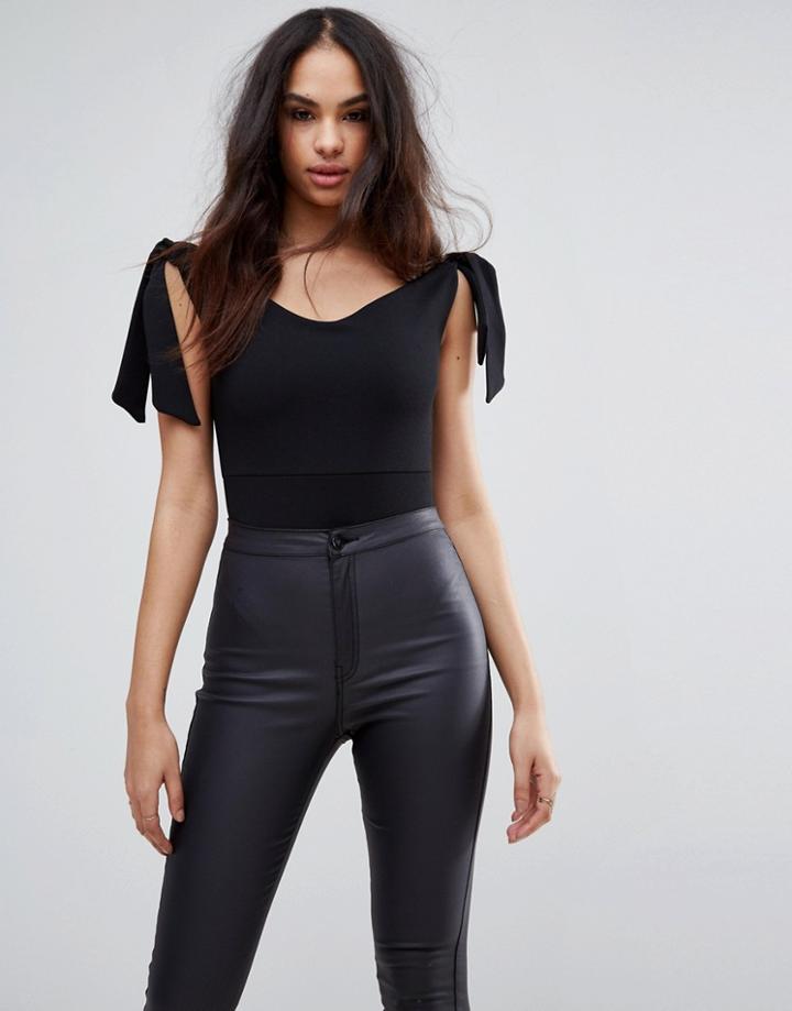 Missguided Off Shoulder Tie Side Body - Black