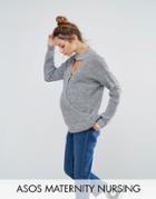 Asos Maternity Nursing Choker Detail Wrap Sweater - Gray