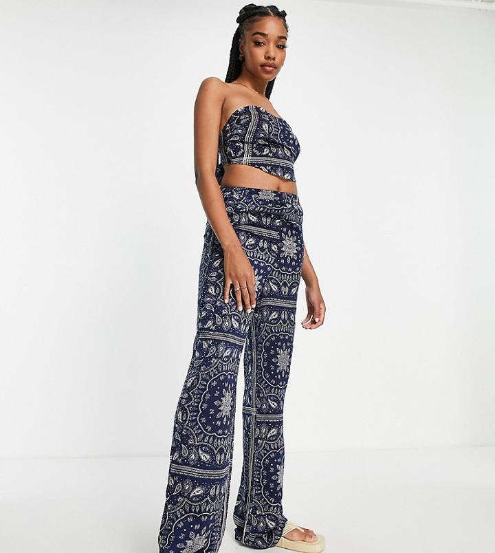Urban Threads Tall Wide Leg Pants In Bandana Print - Part Of A Set-multi