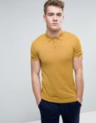 Asos Knitted Polo In Muscle Fit - Yellow
