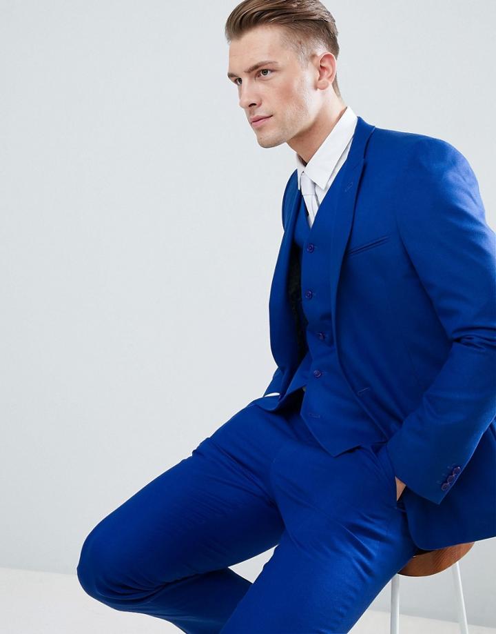 Asos Design Skinny Suit Jacket In Royal Blue
