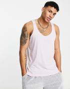 Asos Design Tank Top In Washed Lilac-purple