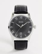 Boss 1513585 Master Leather Watch-black