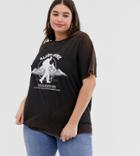 Daisy Street Plus Boyfriend T-shirt With Alpine Print - Black
