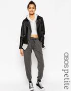 Asos Petite Jersey Peg Pants With Draw Cord Waist - Charcoal