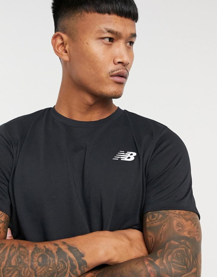 New Balance Heathertech Logo T-shirt In Black