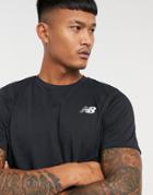 New Balance Heathertech Logo T-shirt In Black