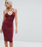 Asos Petite Lace Trim Cut Out Midi Dress - Multi