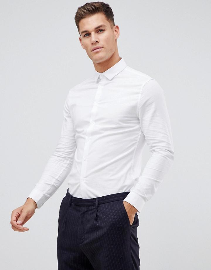 Asos Design Formal Skinny Oxford Shirt In White
