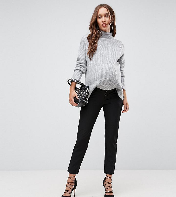 Bandia Maternity Over The Bump Tailored Pants With Removable Bump Band - Black