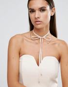 Johnny Loves Rosie Aria Gold & Blush Suede Choker - Gold