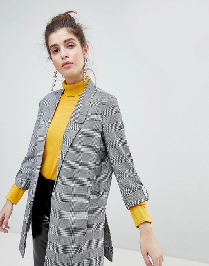 Stradivarius Longline Check Relaxed Blazer - Multi