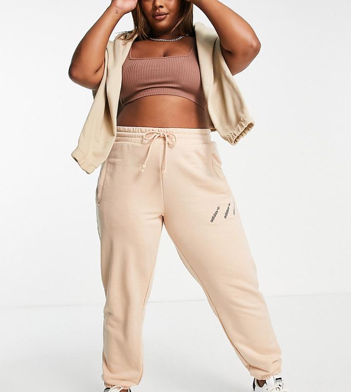 Adidas Originals Plus Logomania Triple Logo Sweatpants In Blush-pink