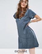 Sacred Hawk T-shirt Dress With V Neck Double Strap - Gray