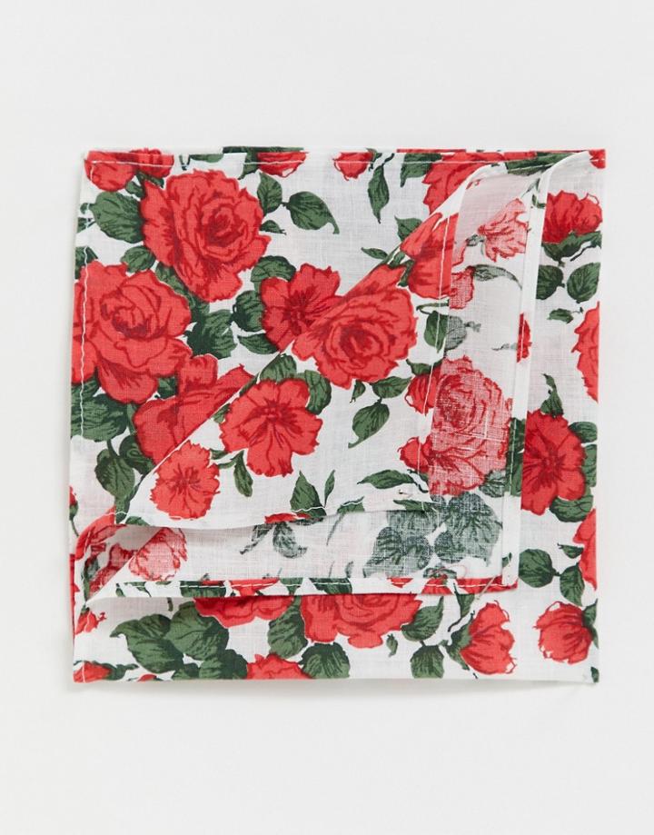 Gianni Feraud Libery Print Carline Rose Pocket Square-white