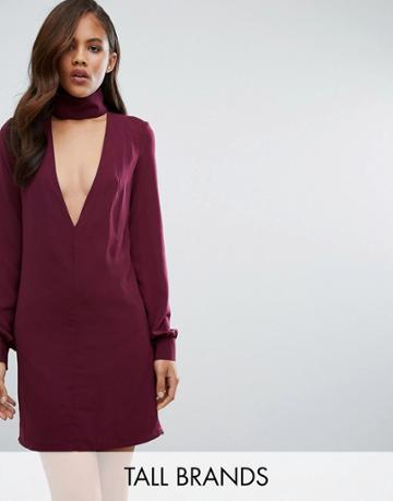 Re: Dream Tall Plunge Neck Tunic Dress With Collar - Red