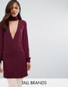 Re: Dream Tall Plunge Neck Tunic Dress With Collar - Red