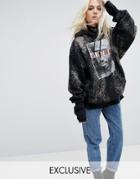 Reclaimed Vintage Inspired Band Pull Over Hoodie With Tupac Print - Black