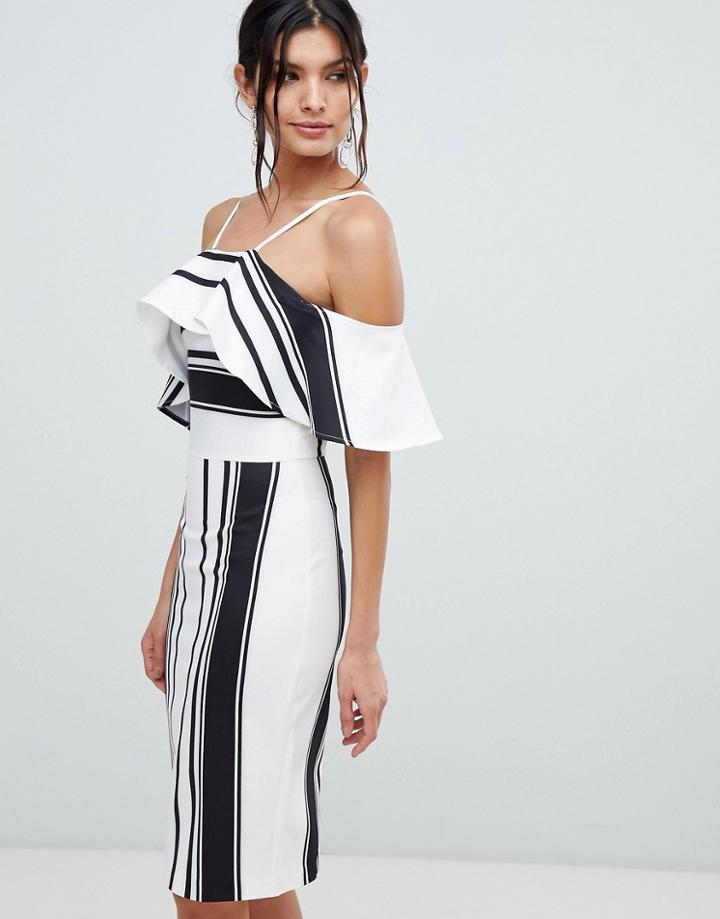 Forever Unique Stripe Cold Shoulder Dress - Multi